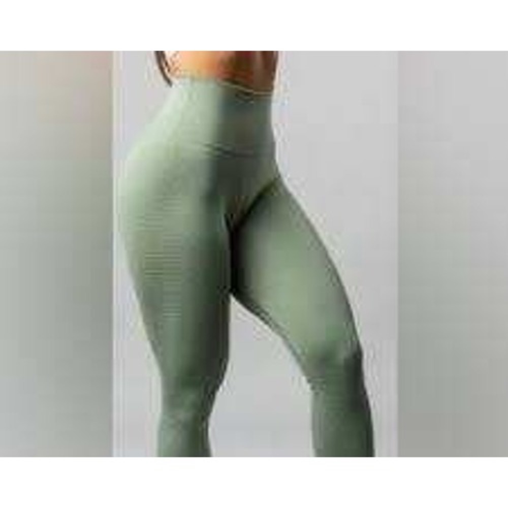 Alphalete Womens High Waisted Sage Green Athletic Gym Yoga Leggings Size L